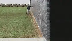 Stone particle barrier at exposed concrete foundation.jpg