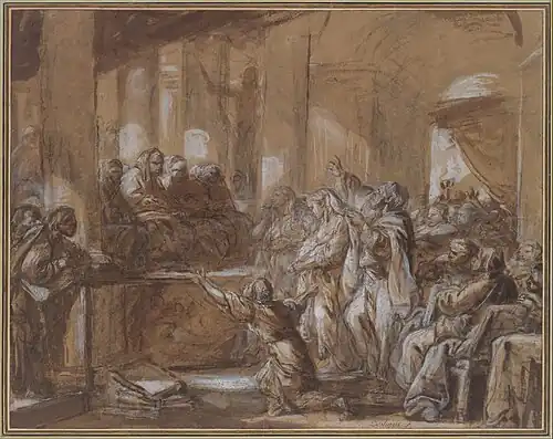 Jean-Baptiste-Henri Deshays, Phryne Before the Areopagus, mid-18th century