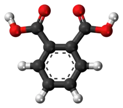 Ball-and-stick model of the phthalic acid molecule