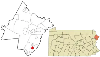 Location in Pike County and the state of Pennsylvania.