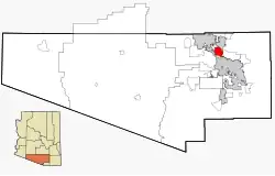 Location in Pima County and Arizona