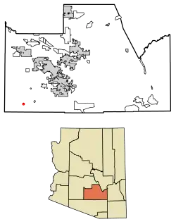 Location of Kohatk in Pinal County, Arizona.
