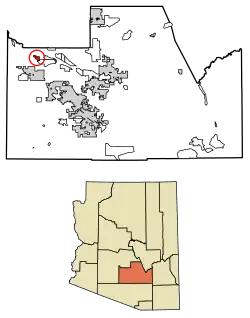 Location of Sacate Village in Pinal County, Arizona.