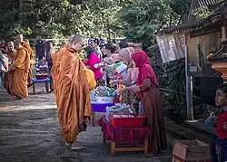 Pindapata around Bodhigiri Vihāra, Balerejo, Wlingi, Blitar, East Java, Indonesia