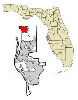 Location in Pinellas County and the state of Florida