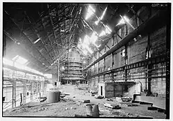 A photograph of the Wheeling-Pittsburgh steel mill