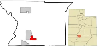Location in Piute County and the state of Utah.