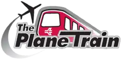 The Plan Train logo, showing an illustrated red train car with a jet taking off in the background