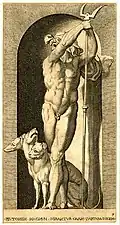 Pluto with Cerberus, from the "Gods in Niches" series, to drawings by Rosso Fiorentino, c. 1526