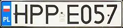 A rectangular plate reading HPPE057