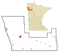 Location of Crookston in Polk County, Minnesota