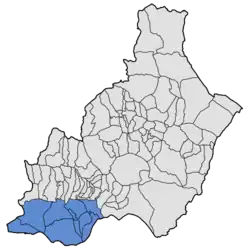 Location of Poniente Almeriense in the province of Almería