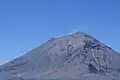 December 2014 View of the glacier seen from one of the slopes of Iztaccihuatl, the black coloration of the glaciers and the snow is caused by the constant fumaroles of the volcano previous months.