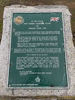 Plaque commemorating the settlement