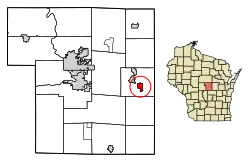 Location of Amherst in Portage County, Wisconsin.
