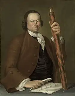 Portrait of a sea captain with a coastal map and telescope (1760)