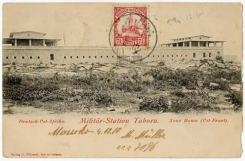 Postcard of German military station at Tabora, 1910