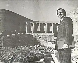 President D. Ray Heisey and the unfinished college building (1975)