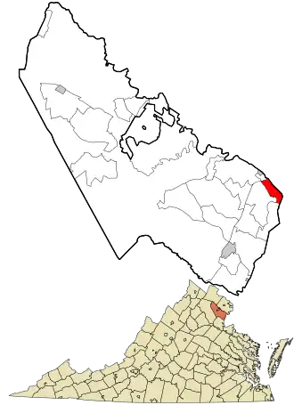 Location of Woodbridge in Prince William County and Virginia