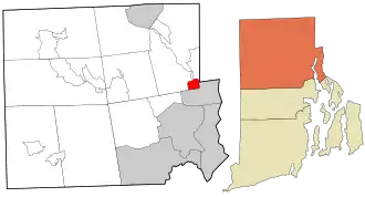 Location in Providence County and the state of Rhode Island.