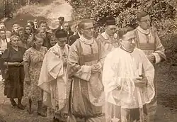 A First Mass taking place in Bzowo, c. 1950s