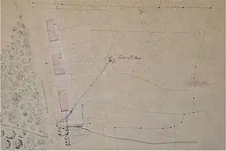Site plan of the Saint-Jean well and its housing estate