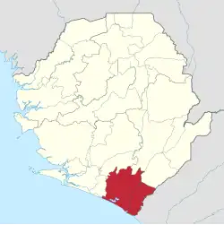 Location of Pujehun District in Sierra Leone