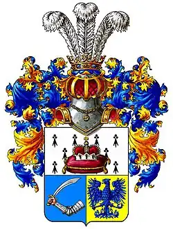 Open Western helmet: coat of arms of the Pushkin family.