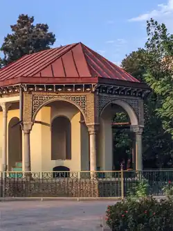 A small pavilion, the only remaining structure of the Qajar Palace Complex.