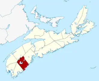 Location of Region of Queens Municipality, Nova Scotia
