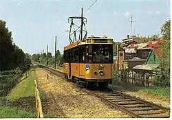 Rotterdam motor car 507 on the Museumtram line at the Kalfjeslaan; 27 May 1981.