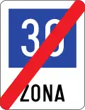 End od recommended speed limit zone