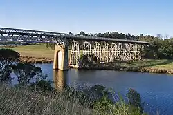 The East Gippsland Rail Trail former railway trestle bridge over the Nicholson River