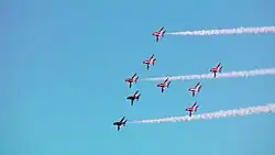 Red Arrows performing at the Helsinki 2017 Air Show.