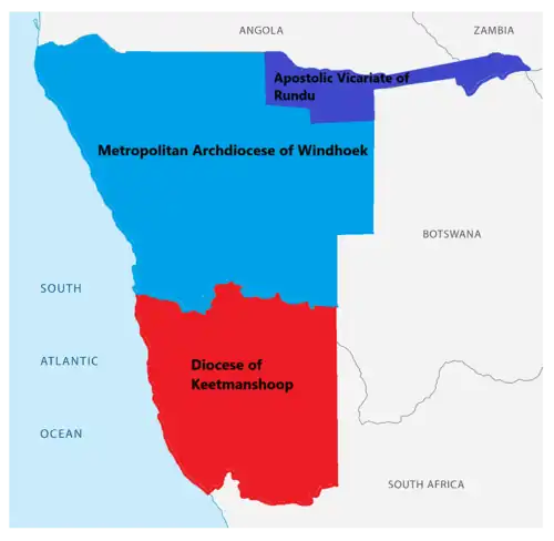 Map of each diocese's provenance in Namibia