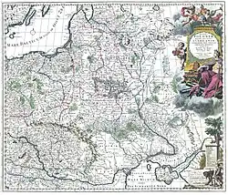 Map of the Polish-Lithuanian Commonwealth, publisher Carolo Allard, 1696