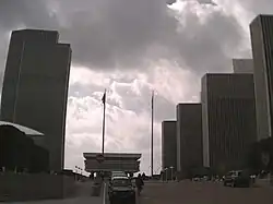 The Empire State Plaza, with the Corning Tower on the left.