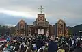 The main altarpiece made of maize, calabaza and coconut, especially for the 2015 visit by Pope Francis to Paraguay, in Luque