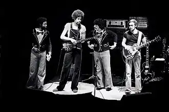 Return to Forever in Rochester, New York, 1976. Left to right: White, Clarke, Corea, Di Meola