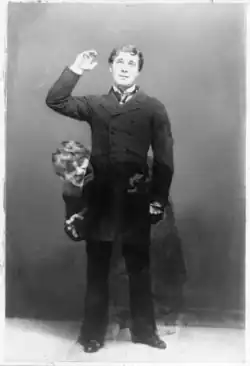 Photograph showing Mansfield playing Jekyll and playing Hyde, superimposed on one another