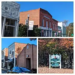 Top, left: South Palmer Street, right: Ridgeway welcome sign