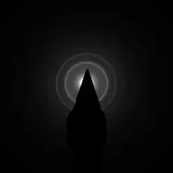 Experimental ring pattern from magnesium oxide.