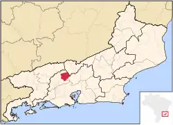 Location of Paty do Alferes in Rio de Janeiro State and Brazil