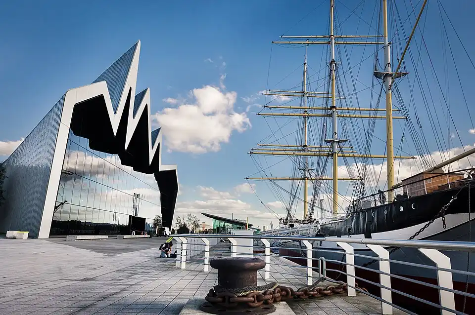 The Riverside Museum on the banks of the river Clyde.