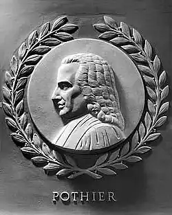 Depiction of Robert-Joseph Pothier on a bas-relief in the U.S. House of Representatives chamber