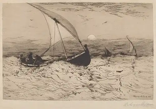 Neapolitan Fishing Boats Returning Home (1884) etching and drypoint, plate size 27.6 cm × 43 cm (10.9 in × 16.9 in), National Gallery of Art, Washington, D.C.