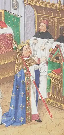 Painting depicting Robert the Pious attending a service in Orléans Cathedral