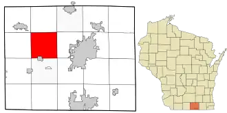 Location in Rock County and the state of Wisconsin.