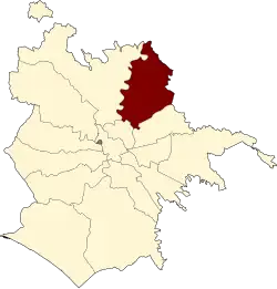 location of the municipio within the municipality of Rome.