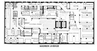 Floor plan of the Roosevelt Hotel's second basement story